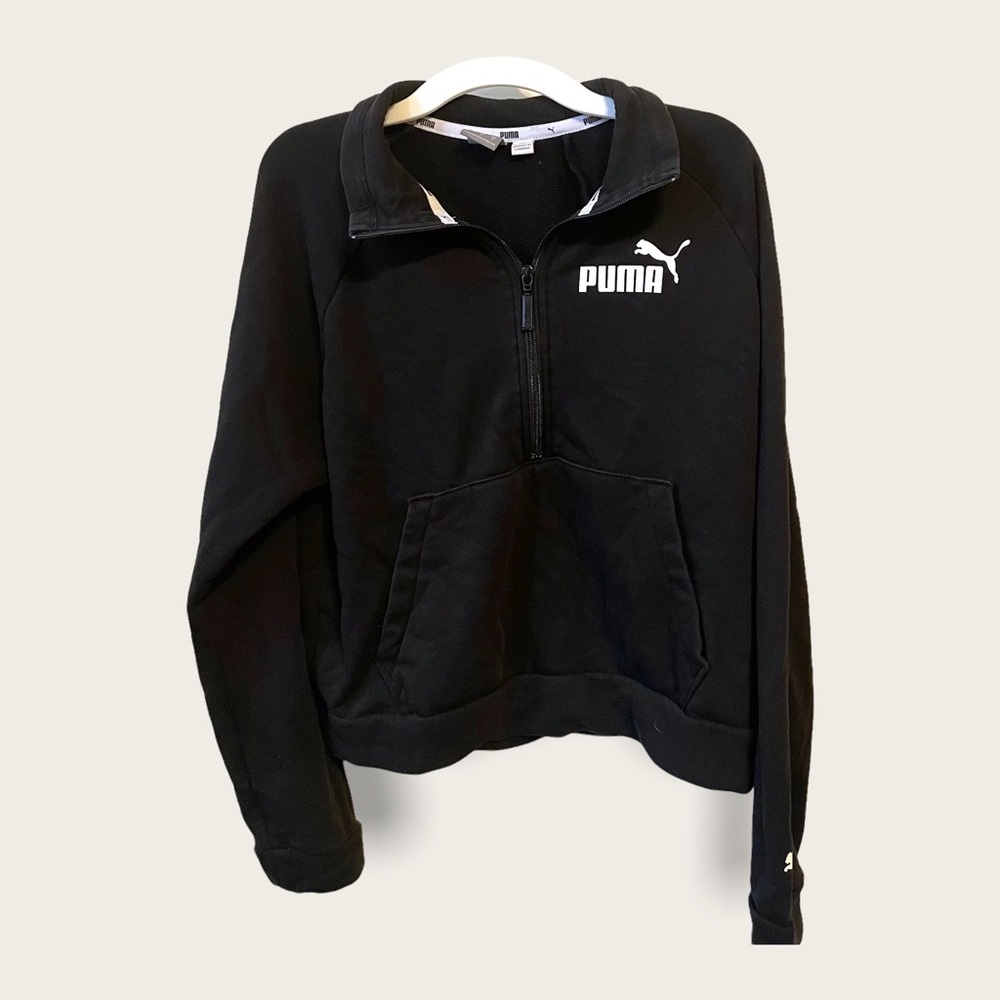Black Puma cropped pullover sweatshirt size small